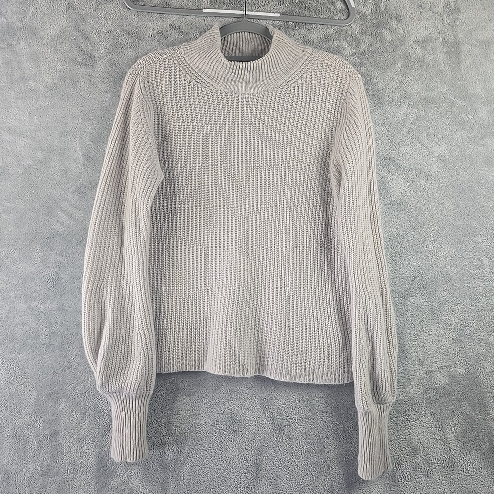 Nanette Lepore 2-Ply Cashmere Sweater Womens Large Biege Pullover Ribbed